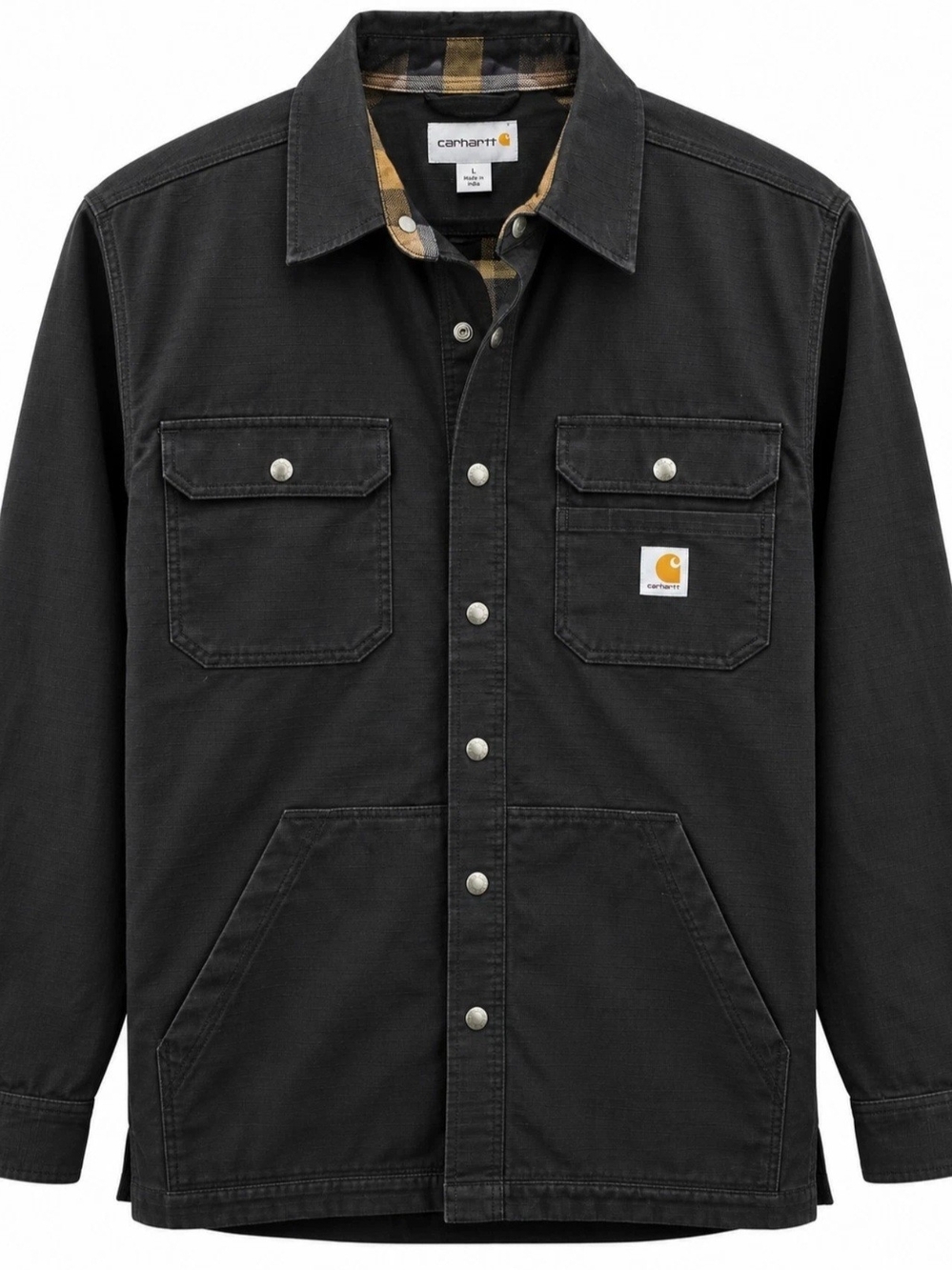 Carhartt Loose Fit Ripstop Flannel-Lined Snap-Front Shirt Jac Mens Large